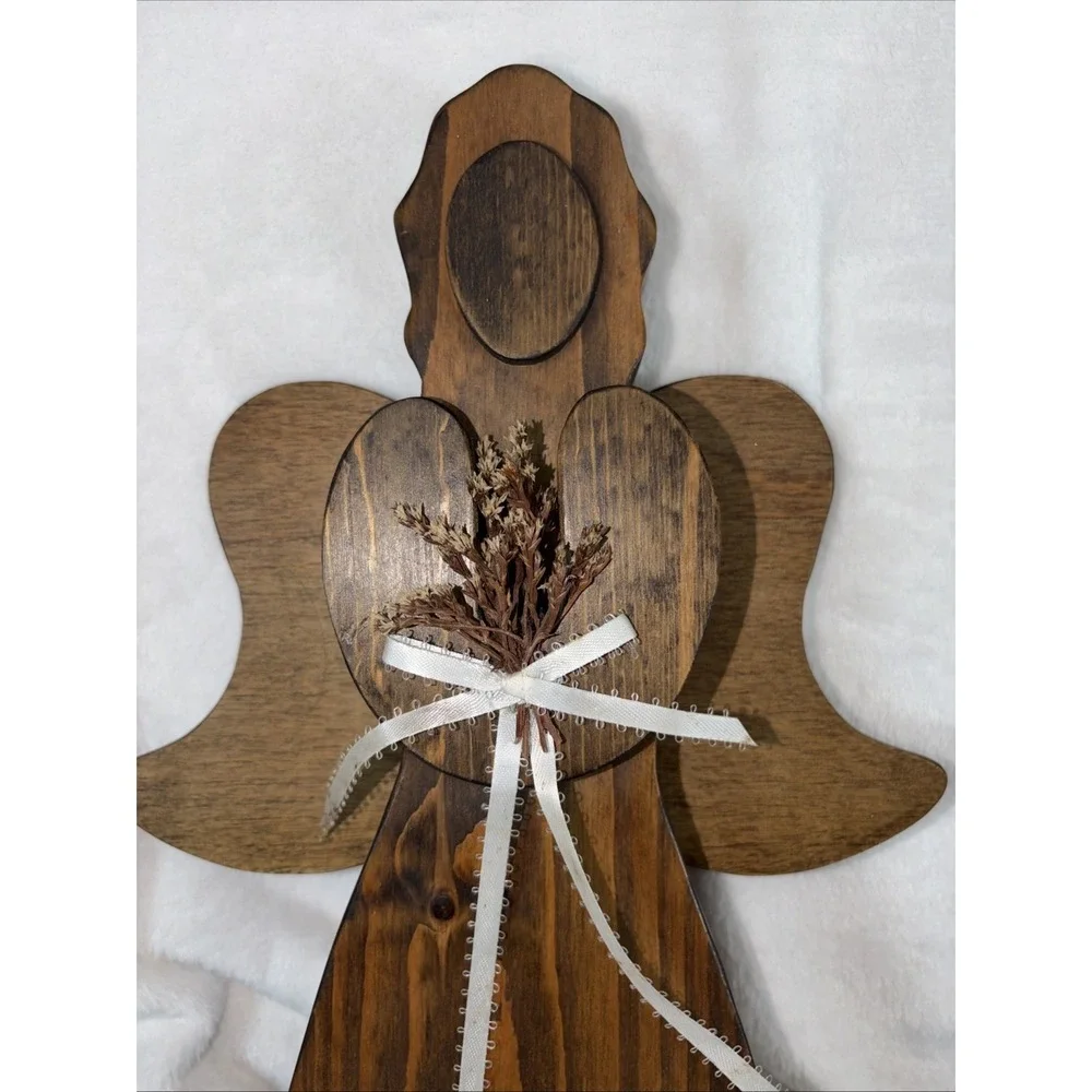 Handcrafted‎ primitive Rustic Angel Wall Hanging 3D layered Farmhouse Folk art